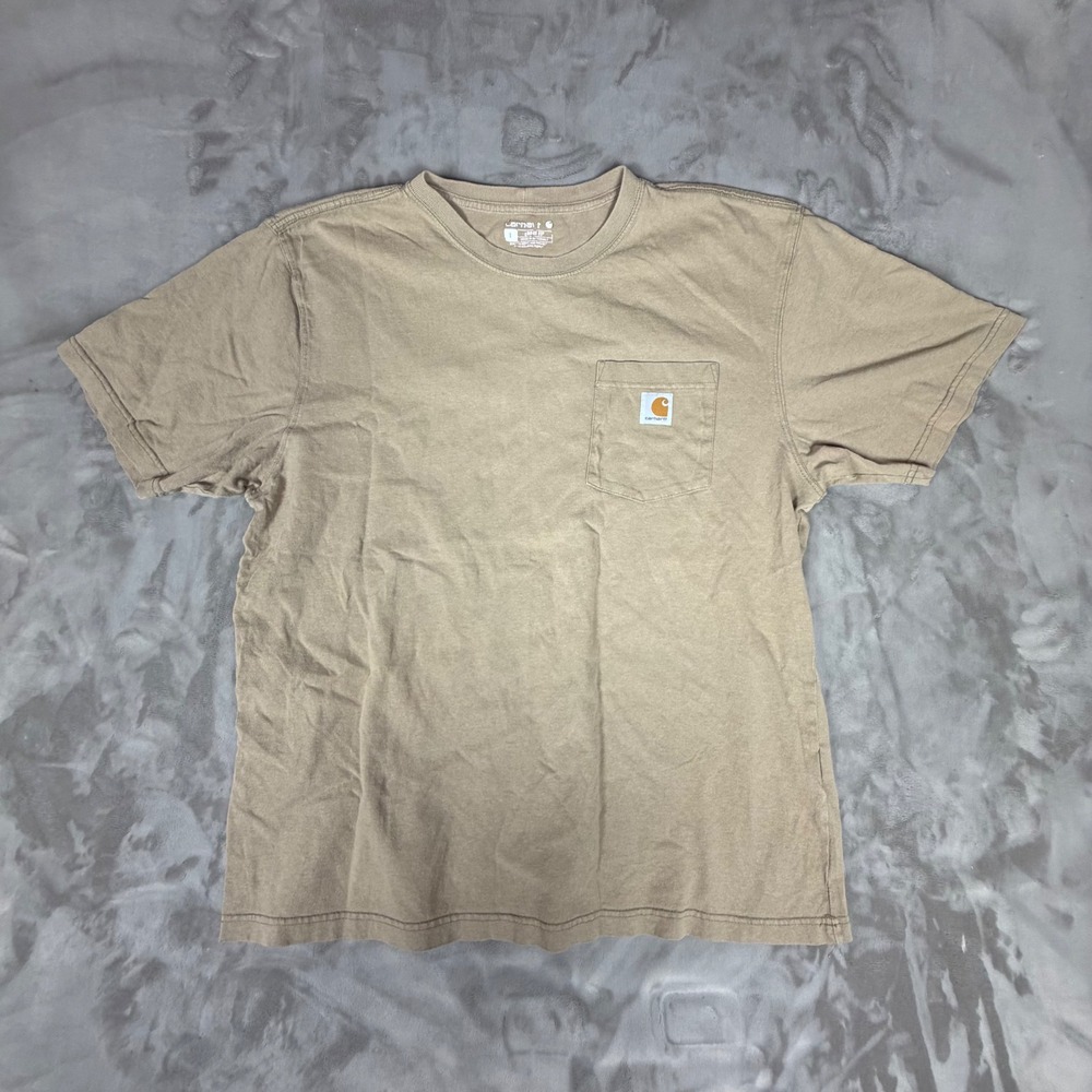 Carhartt Mens Loose Fit Heavyweight Pocket T-Shirt Tan Khaki Large L SS